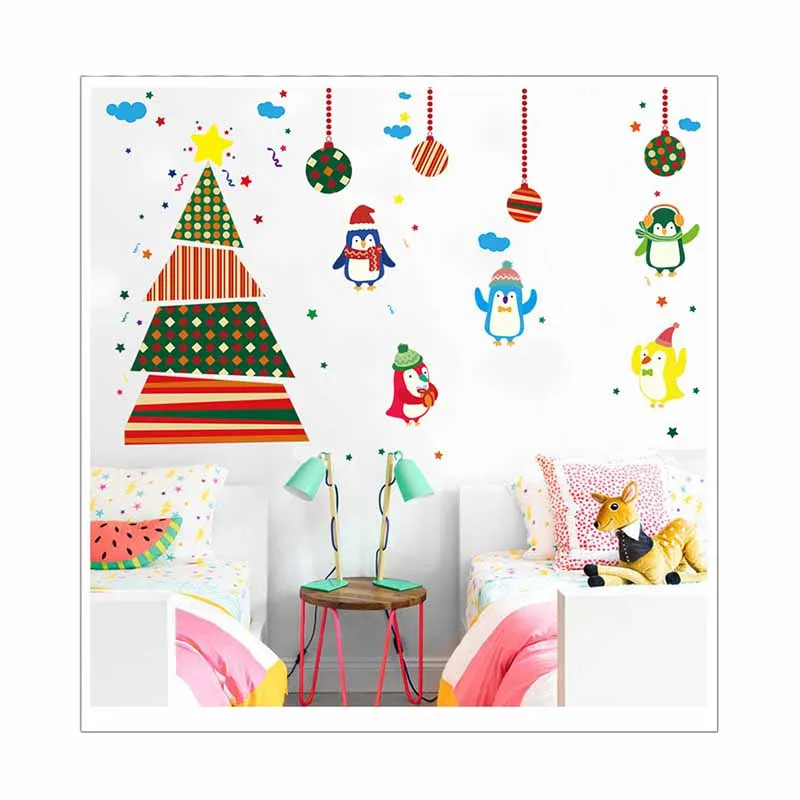 Christmas Decorations For Home New Year Living Room Glass Window Background Decorative Stickers