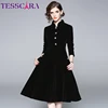 TESSCARA Women Autumn & Winter Elegant Velvet Dress Festa High Quality Vintage Party Robe Femme A-Line Designer Black Vestidos ► Photo 2/5