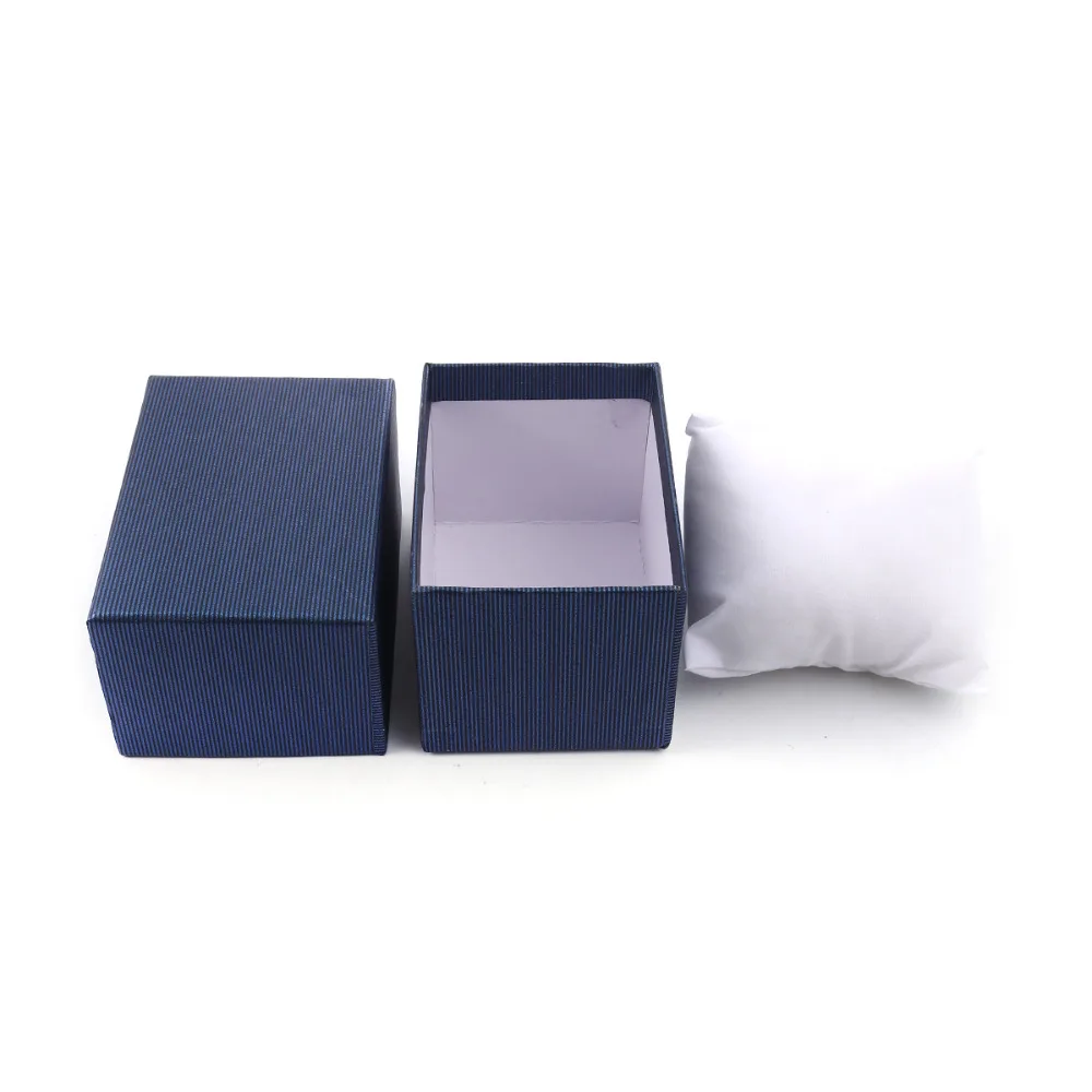 Doreen коробка бумажные часовые коробки для ювелирных подарков полосатый узор синий красный черный цвет Роскошная Упаковка подарков Дисплей 10x7,6x7 см, 1 шт