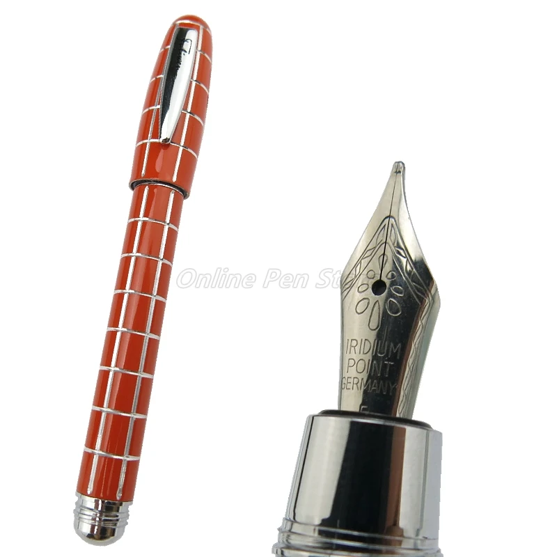 fuliwen 2062 orange metal tiny squares short pocket portable fine nib fountain pen professional stationery writing tool gift Fuliwen 2062 Orange Metal Tiny Squares Short Pocket Portable Fine Nib Fountain Pen Professional Stationery Writing Tool Gift