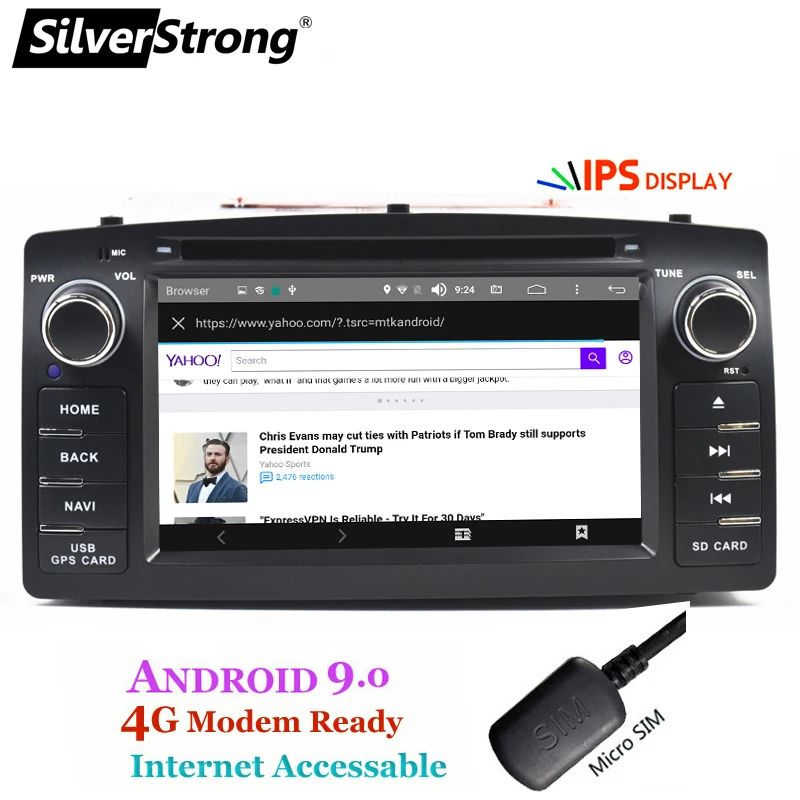 Excellent SilverStrong Android9.0 Car 2Din 4G For Toyota Corolla E120 Universal for TOYOTA Auto Radio car player 3