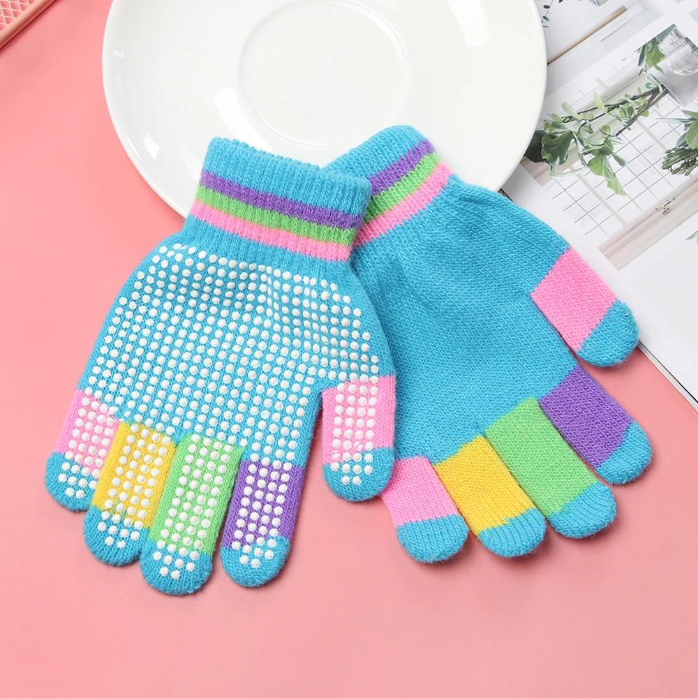 Children Gloves Student Magic Non-slip Rubber Winter Warm Stretch Gloves Boys Girls Sport Ski Cycling Fishing Slip Knit Gloves baby stroller mosquito net