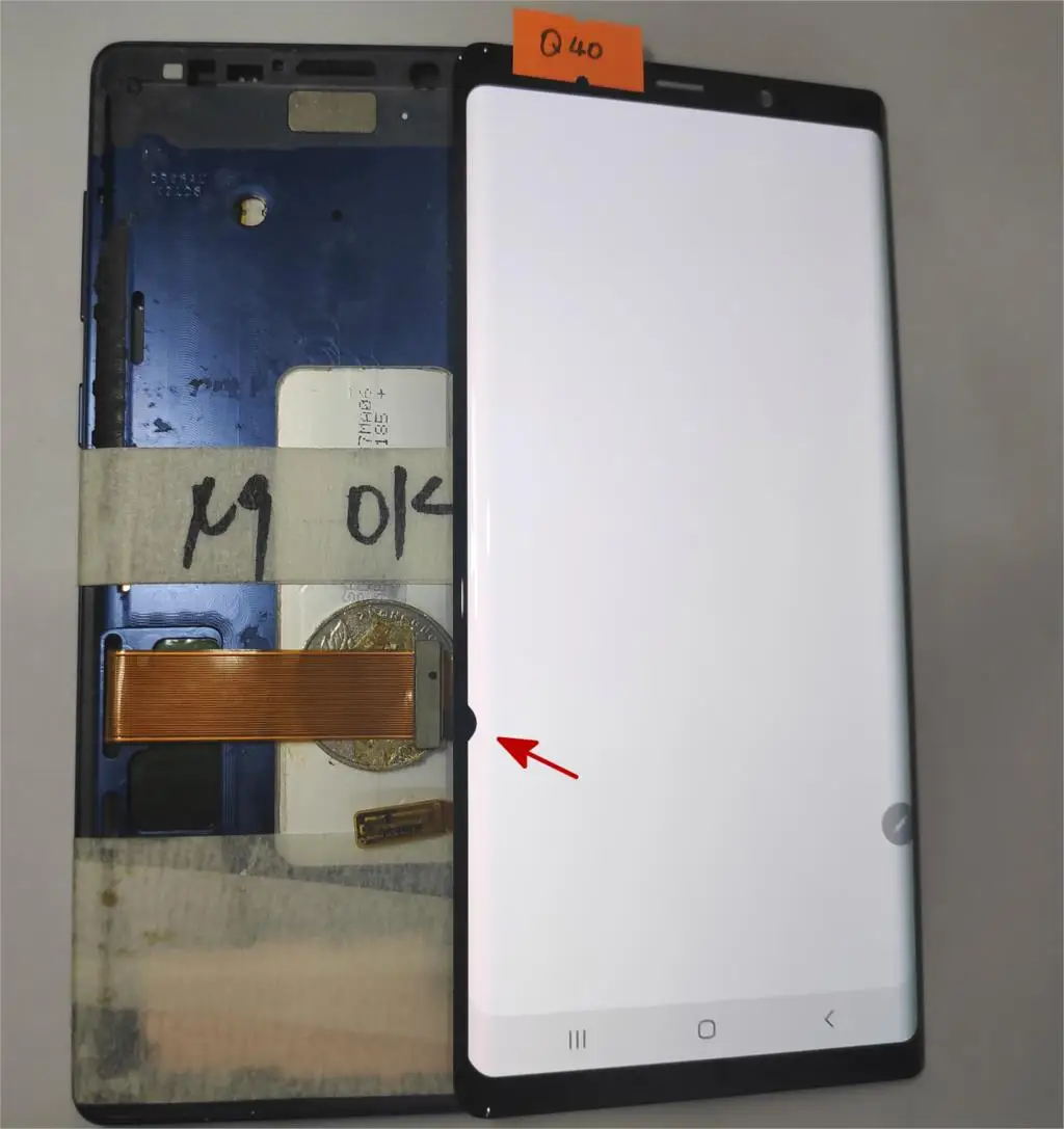 Q40 lcd для samsung Galaxy Note 9 lcd дисплей кодирующий преобразователь сенсорного экрана в сборе N960 N960F N960D N960DS lcd с черным пятном - Цвет: Q40