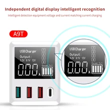 Портативный цифровой дисплей адаптер Smart Led путешествия ABS Тип C зарядное устройство для мобильного телефона вилка Быстрая зарядка 3 usb порта планшет стены