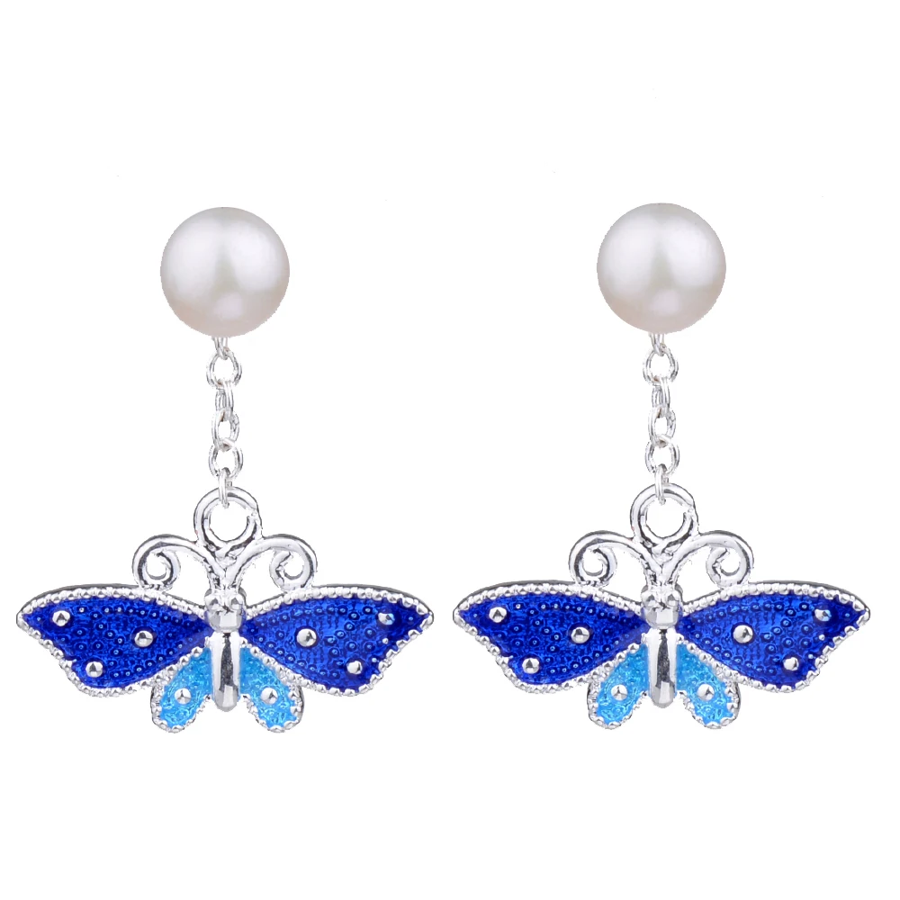 

2 Usage Detachable Simulated Pearl Earrings for Women Chinese Cloisonne Enamel Earing Vintage Fashion Jewelry Unique Design