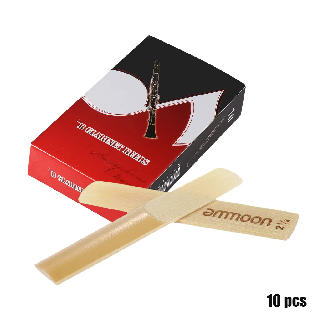 Ammoon 10-pack штук Сила 2,5 бамбуковые тростники для Bb кларнет Запчасти для деревянных духовых инструментов и аксессуаров