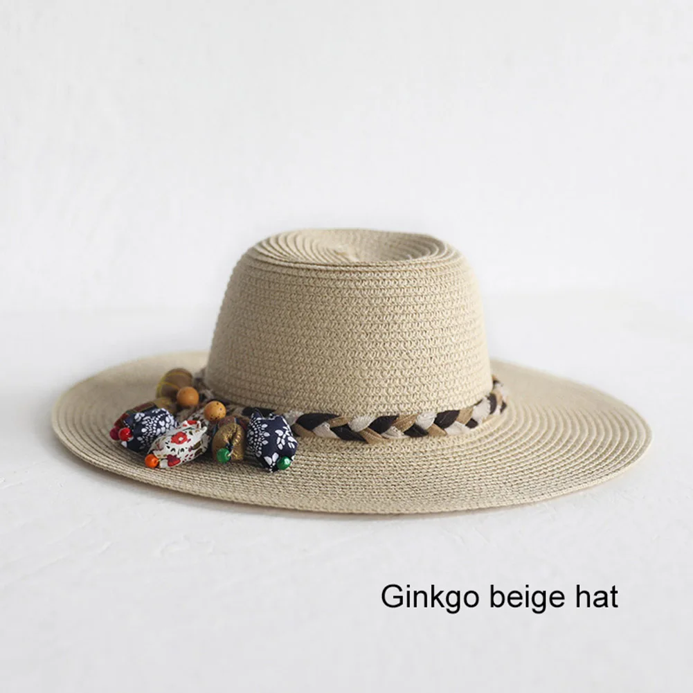Ginkgo beige hat Шляпа сумка набор с широкими полями соломенные шляпы кепки одного плеча сумка для детей весна лето пляж-OPK - Цвет: Ginkgo beige hat