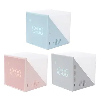 

Protable Mini Square LED Digital Display Time Temperature Cube Alarm Clock Lamp USB Charging Small Night Light for Kids Adults B