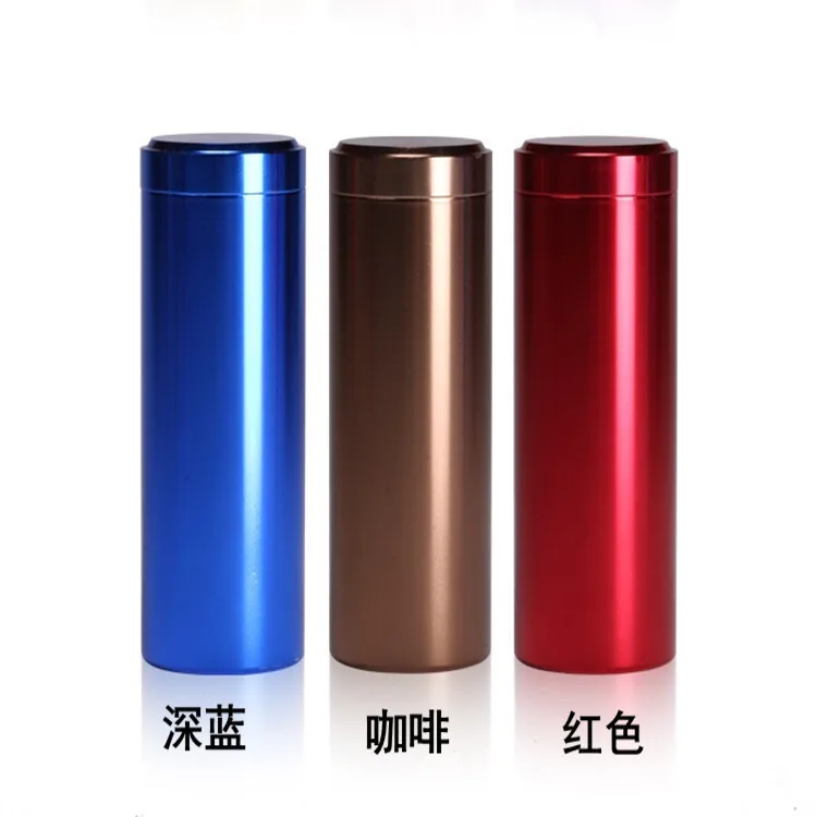 Lengthen Titanium Alloy Tea Packaging Aluminum Cans Mini Portable Travel Sealed Metal Cans Spiral Sandblasting Cigarette Case