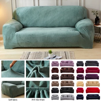 

New Plush Sofa Cover Stretch Solid Color Thick Slipcover Sofa Covers for Living Room Pets Chair Cover Cushion Cover Sofa Towel