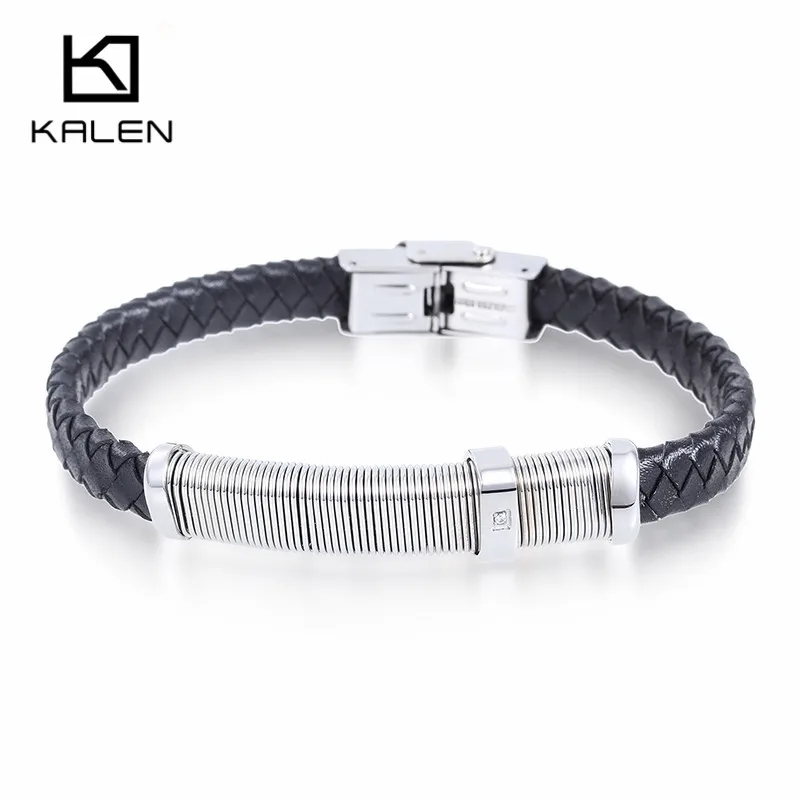 21 см мужской браслет из плетеной кожи, ручной работы, модный мужской браслет из нержавеющей стали, дешевый персонализированный браслет, аксессуары, подарок
