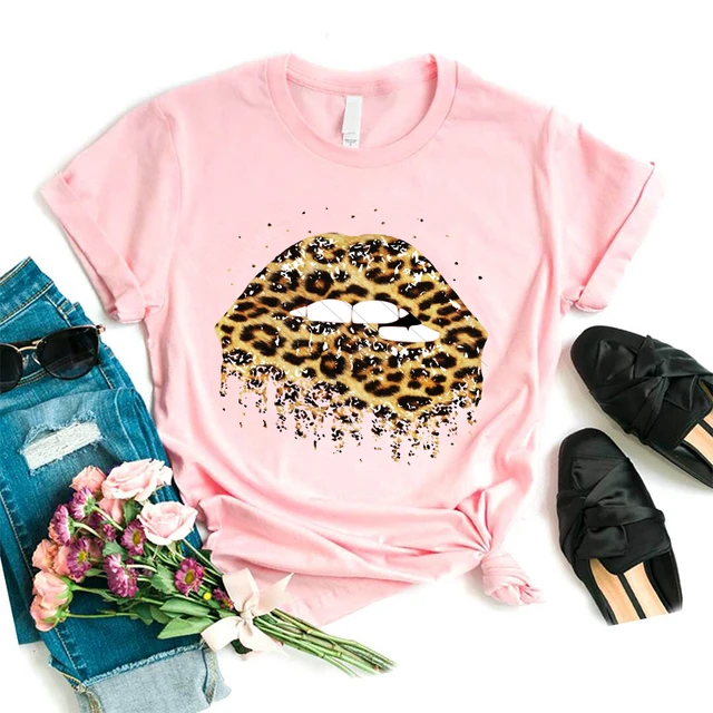 2020 Lips Leopard Graphic T Shirt Lip 