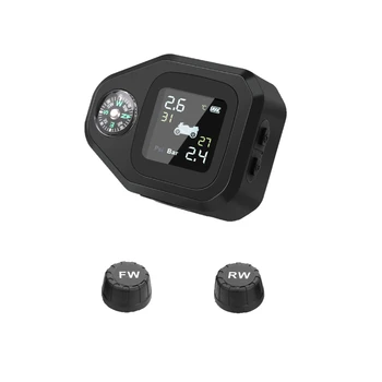 

New Tire Pressure Monitoring System Tire Pressure Alarm Direction Compass Motorbike 2PCS Sensor TPMS USB Interface