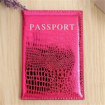 

High Gloss Alligator Pattern Travel Passport Holder Case for Women Leather Passport Cover With Credit Card Holder Drop Shipping