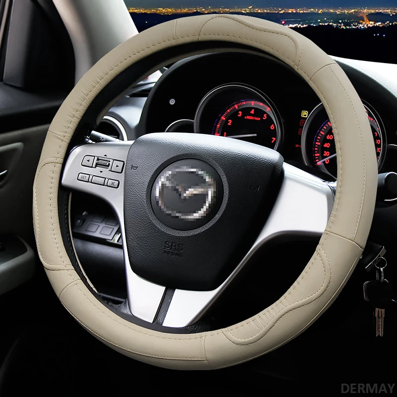 Натуральная кожа чехол рулевого колеса автомобиля нескользящий для Mazda CX-3 CX-4 CX-5 CX-7 CX-8 Оплетка на руль форд фокус авто аксессуары