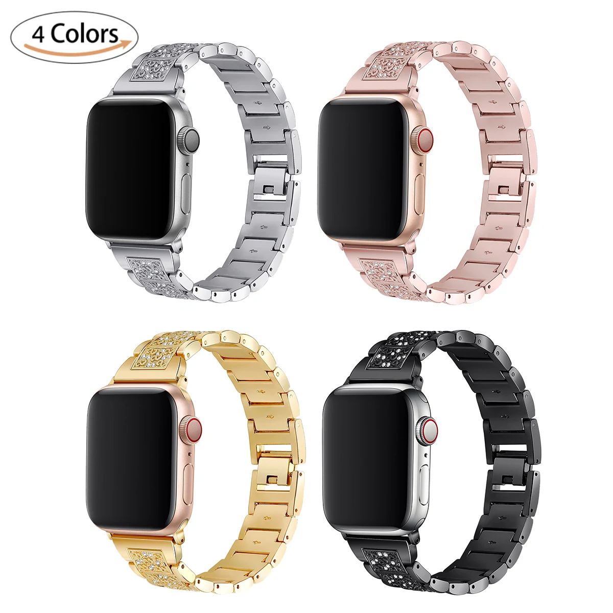 Для наручных часов iWatch серии 5 44 мм металлический ремешок Однотонная одежда Нержавеющая сталь Diamant сменные часы ремешок для iWatch серия 5 браслет