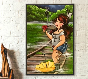 

5D Full Square Diamond Painting Rose Fat Lady 3D Diamond Embroidery Mosaic Cross Switch Kit Pictures of Rhinestones Home Decor