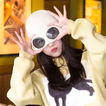 Модные ветрозащитные Лыжные шапки унисекс для взрослых со Съемные очки Зимний Теплый Вязаный головной убор утолщенные спортивные многофункциональные шапки Новые