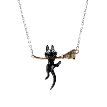 

Miyazaki Hayao Kiki's Delivery Service Black Cat Pendants Necklace Cute Gigi Black Cat Hanging Wand Necklace Witches Jewelry