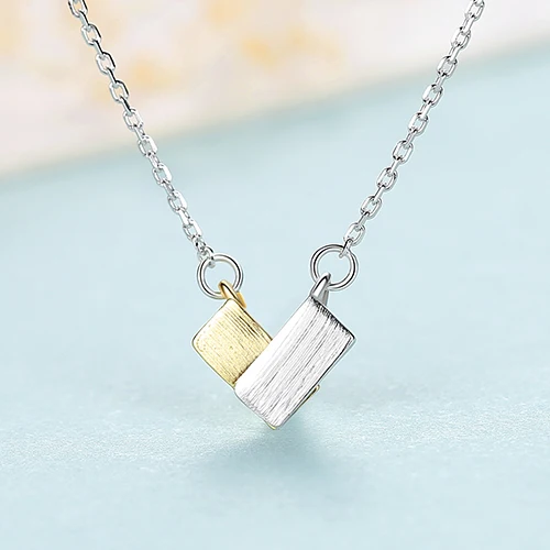 Gem&Time, ретро квадратные и прямоугольные однотонные настоящие 925 серебряные ожерелья, подвески для женщин, ожерелье для свадьбы, юбилея, ювелирные изделия SN0347 - Цвет камня: 925 Silver