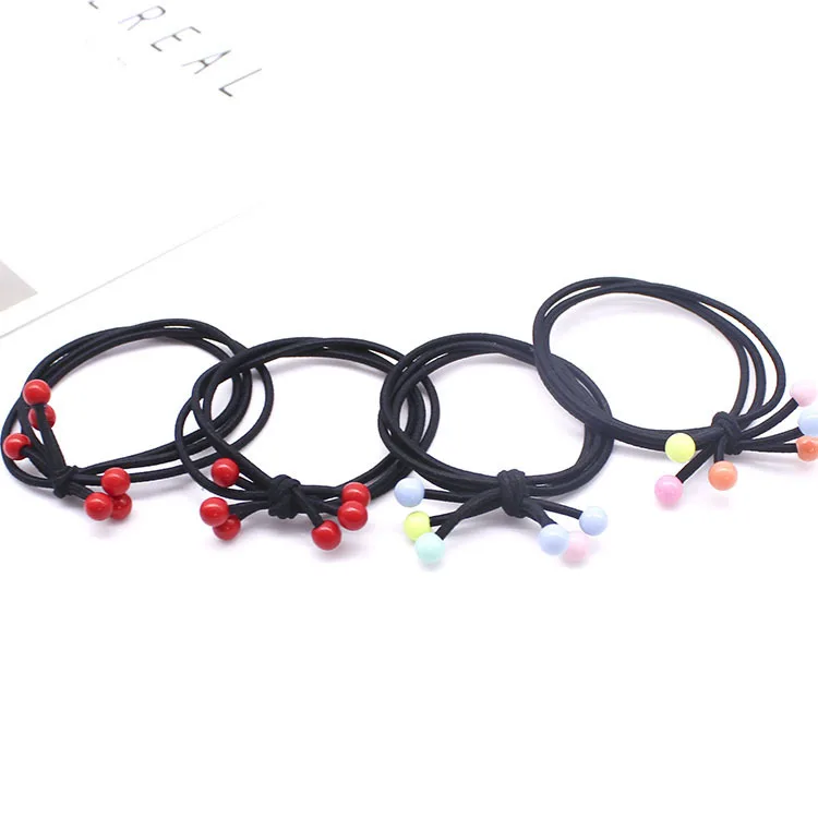 1000pcs/lot DIY Red/Multi Cherry Rubber Bands Three Wire Knot High Elasticity Hair Rings Styling Tools Accessories HA647