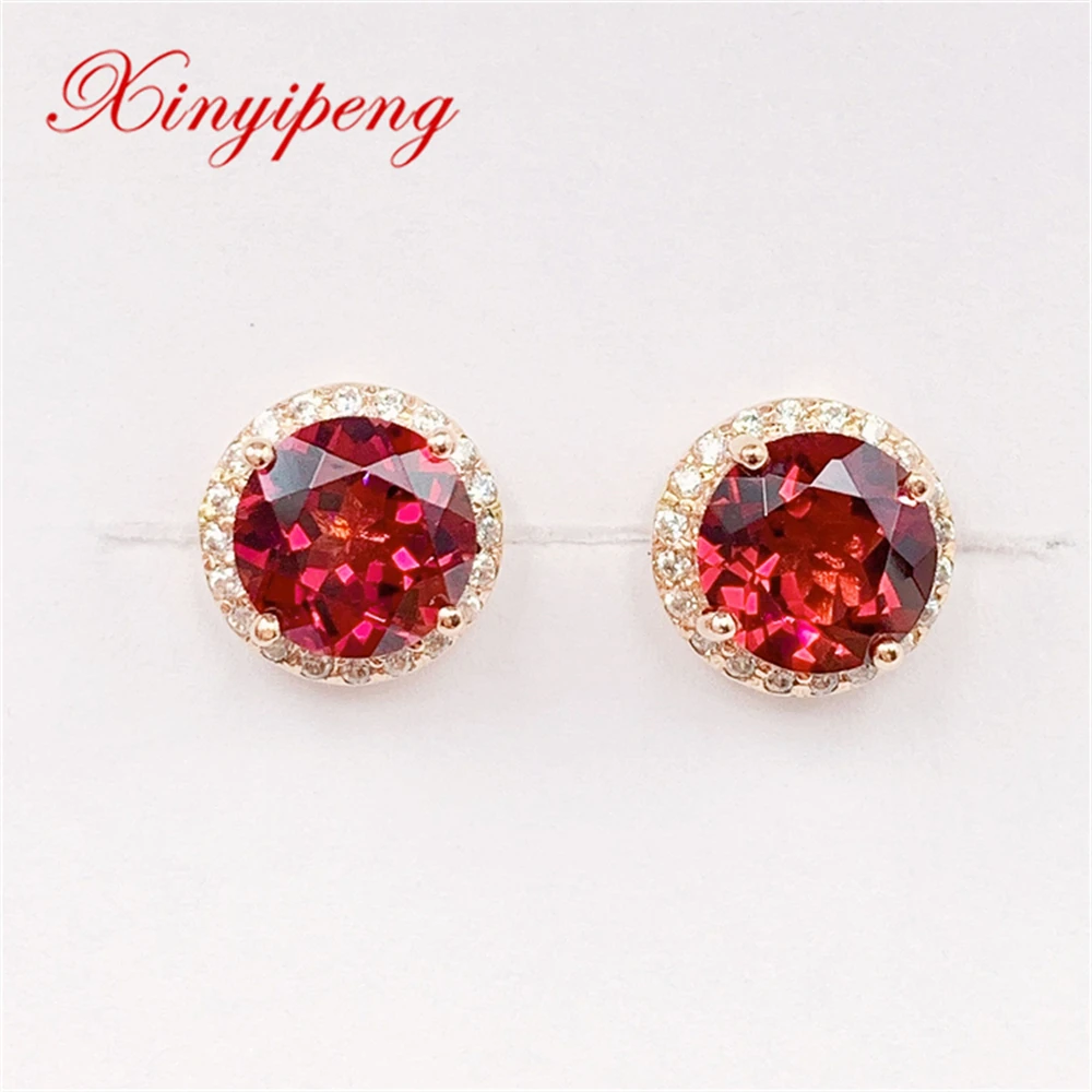 

Серьги женские из розового золота, 18 К, с гранатами