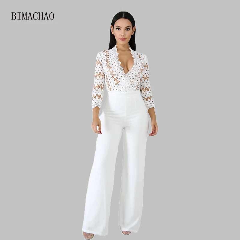 BIMACHAO Новый женский 2019 осень зима модный однотонный повседневный комбинезон с
