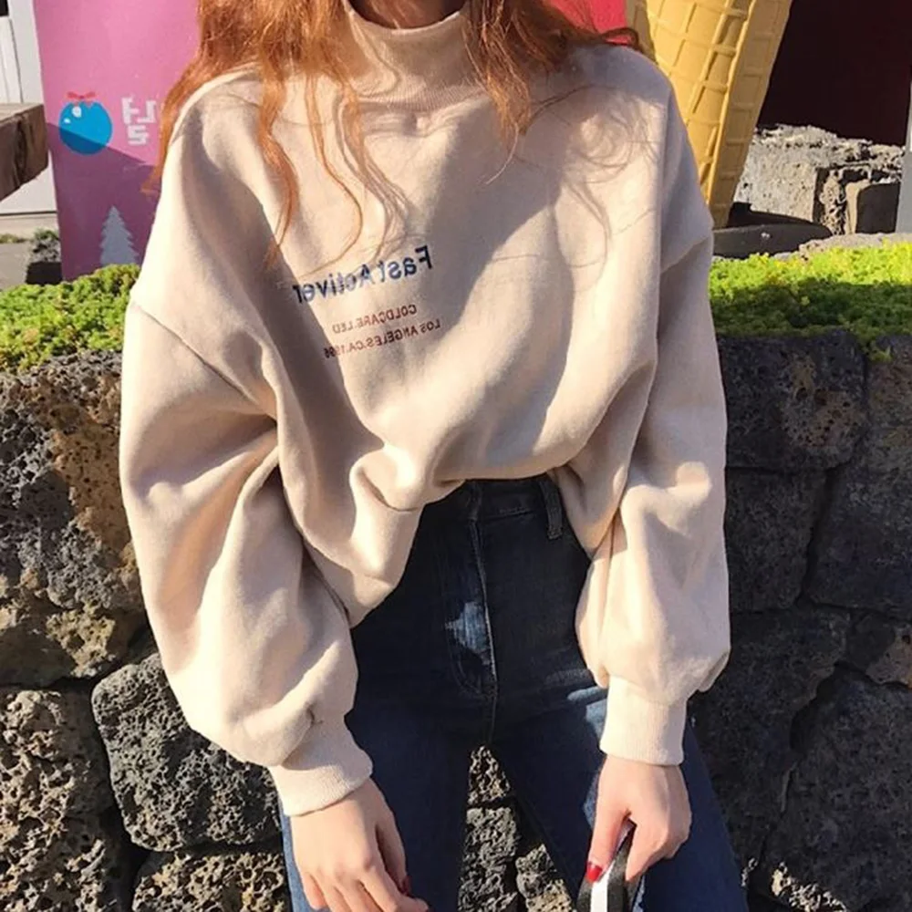 Толстовки женские Harajuku плюс вельветовые плотные Ulzzang Хлопковые свитшоты