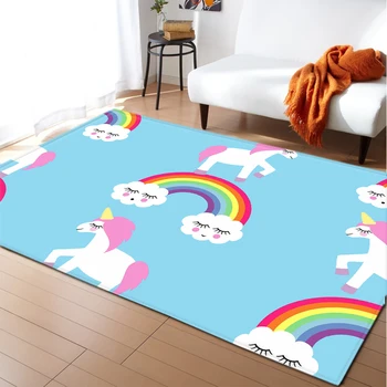 

Nordic Area Rug Mat Wedding Party Decoration Girls Bedroom Carpets Flannel Pink Unicorn Rug and Carpet for Home Living Room