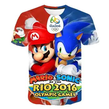 

3D Cartoon T Shirt kids clothes Summer Mario sonic the hedgehog t-shirt Boys Streetwear Children Tops gift for girls clothes