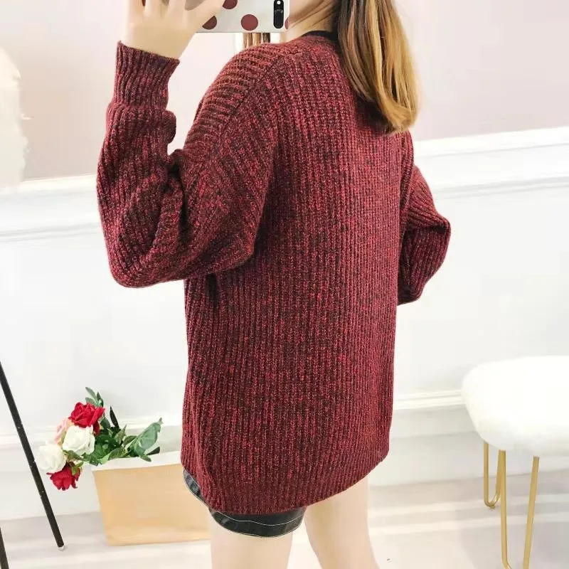 KANCOOLD Winter Women Knitted Cardigan Swearter V Neck Lantern Long Sleeve Solid Loose Thick Knitting Cardigan Female 5 Colors