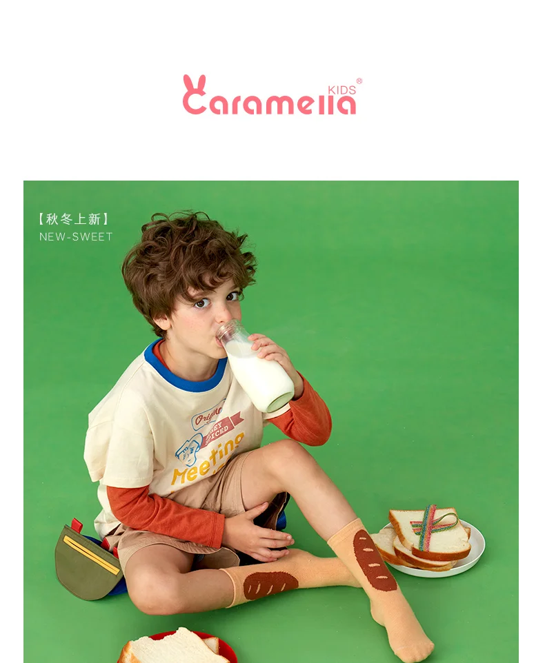 Caramella/3 пары, новинка года, забавные детские носки с пончиком Новинка, Happy Bread, хлопковый для новорожденных зимние плотные Чулочные изделия для мальчиков и девочек