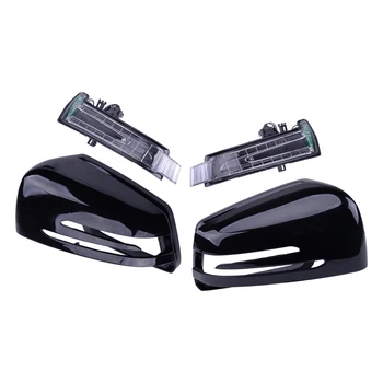 

CITALL 1Pair Car Glossy Black Wing Mirror Cover Cap Indicator Light Fit for Mercedes-Benz W204 W212 W221 A2128100364