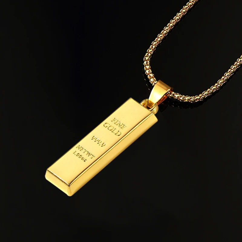 Мужское ожерелье со льдом из золотистого слитка цепочка гангста в стиле хип хоп с