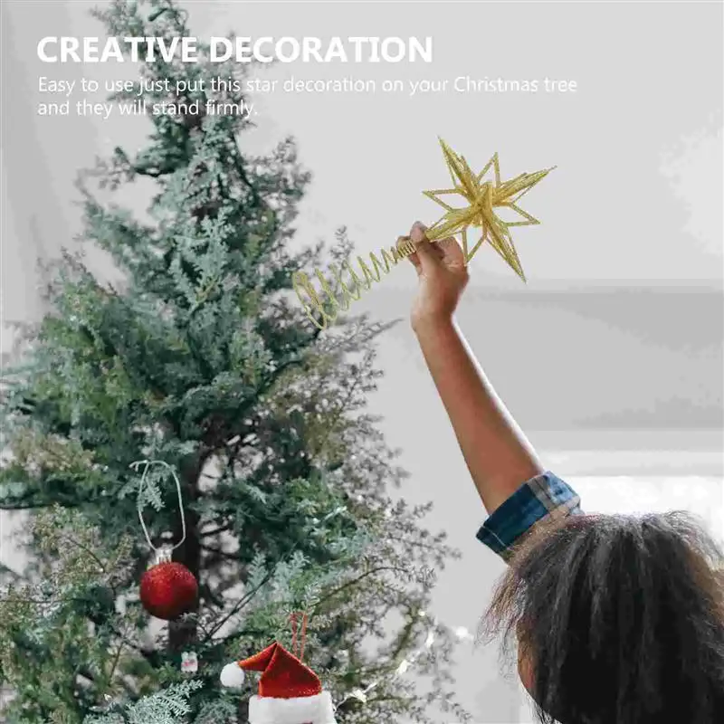 Gold/Silver Glitter Christmas Tree Top Iron Star Christmas Decorations For Home Xmas Tree Ornaments Navidad New Year christmas tree decoration christmas star decoration