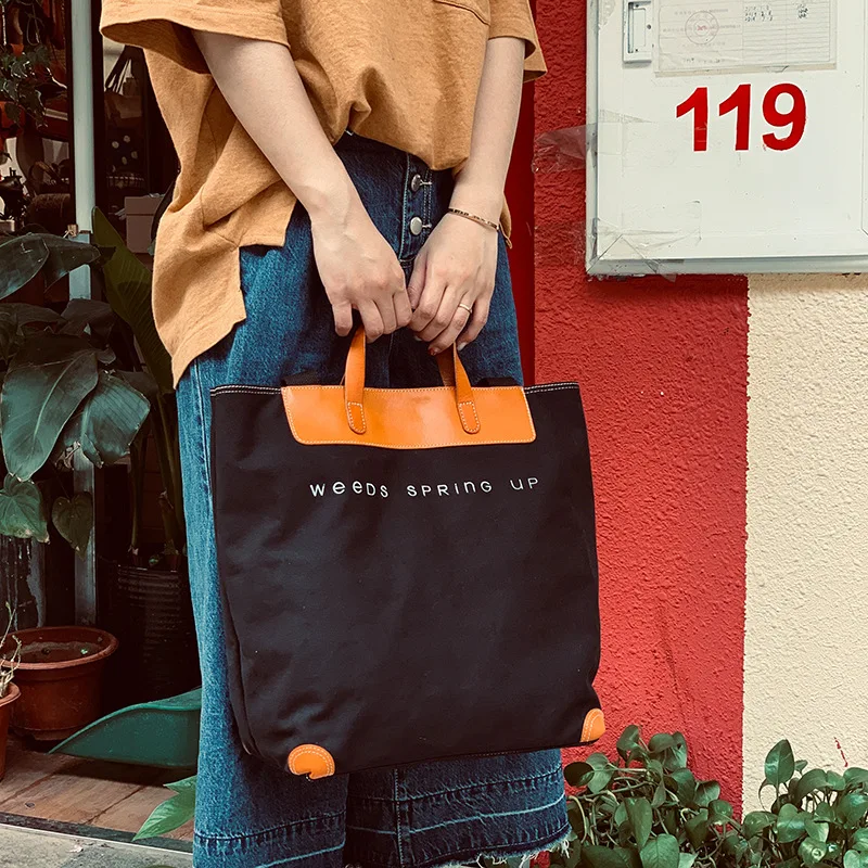 

Explosive Women's Shoulder Bags Contrasting Color Letters Pattern Simple Wind Japanese Casual Cloth Bag Handbag