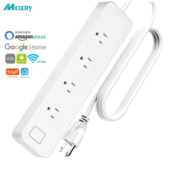 

Wifi Smart Power Strip Outlet Surge Protector 4 Way US Plug Socket Individual Remote Control By Tuya Smartlife Alexa Google Home
