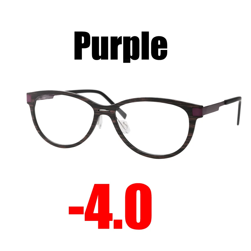 Purple -4.0 SOOLALA высококачественный анти-синий светильник для женщин очки для близорукости с подарочной упаковкой-0,5 от 0,75 до 5,0 6,0 оптическая оправа для очков по рецепту - Цвет оправы: Purple -4.0