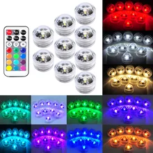 

RGB Submersible Light with Remote Control Battery Operated LED Underwater Night Lamp for Vase Bowl Outdoor Wedding Party Decor