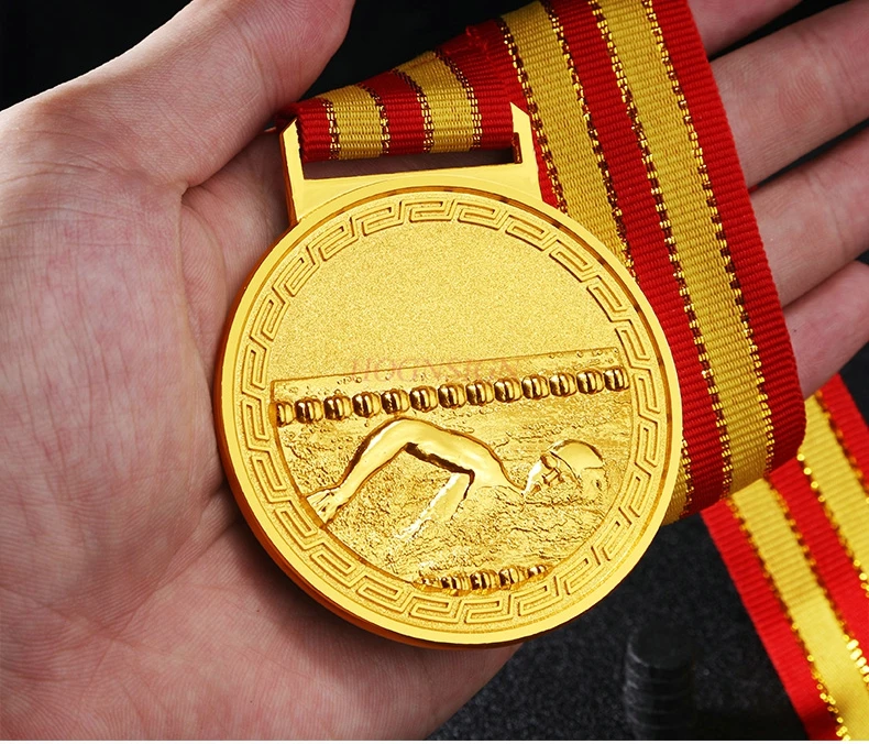 Медаль для плавания металлическая карта детский плавательный Кубок соревнования золото, серебро и бронза