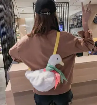 

2020 new Japan and South Korea cute girl soft cute duck shoulder bag Messenger bag plush anime goose back package