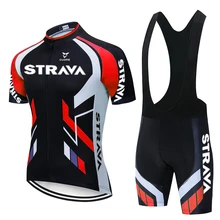 Новинка 2021, летний комплект трикотажных изделий STRAVA для велоспорта, дышащая командная спортивная трикотажная одежда для велоспорта, Мужская одежда для велоспорта, короткая велосипедная Джерси Новинка 2021, летний комплект трикотажных изделий STRAVA для велоспорта, дышащая командная спортивная трикотажная одежда для велоспорта, Мужская одежда для велоспорта, короткая велосипедная Джерси