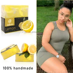 Powerful Whitening Lemon Soap, Arbutin, Kojic Acid, Glycolic Acid, Lactic Acid, Super Soap Moisturizing and Hydrating