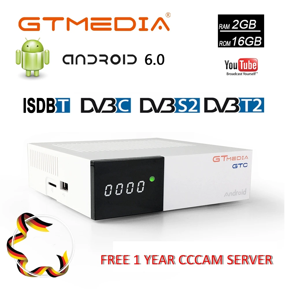 GTC Android tv BOX DVB-S2 DVB-T2 кабель ISDBT Amlogic S905D 2 Гб ОЗУ 16 Гб для Европы Поддержка IP tv CCcam телеприставка PK Android 9,0