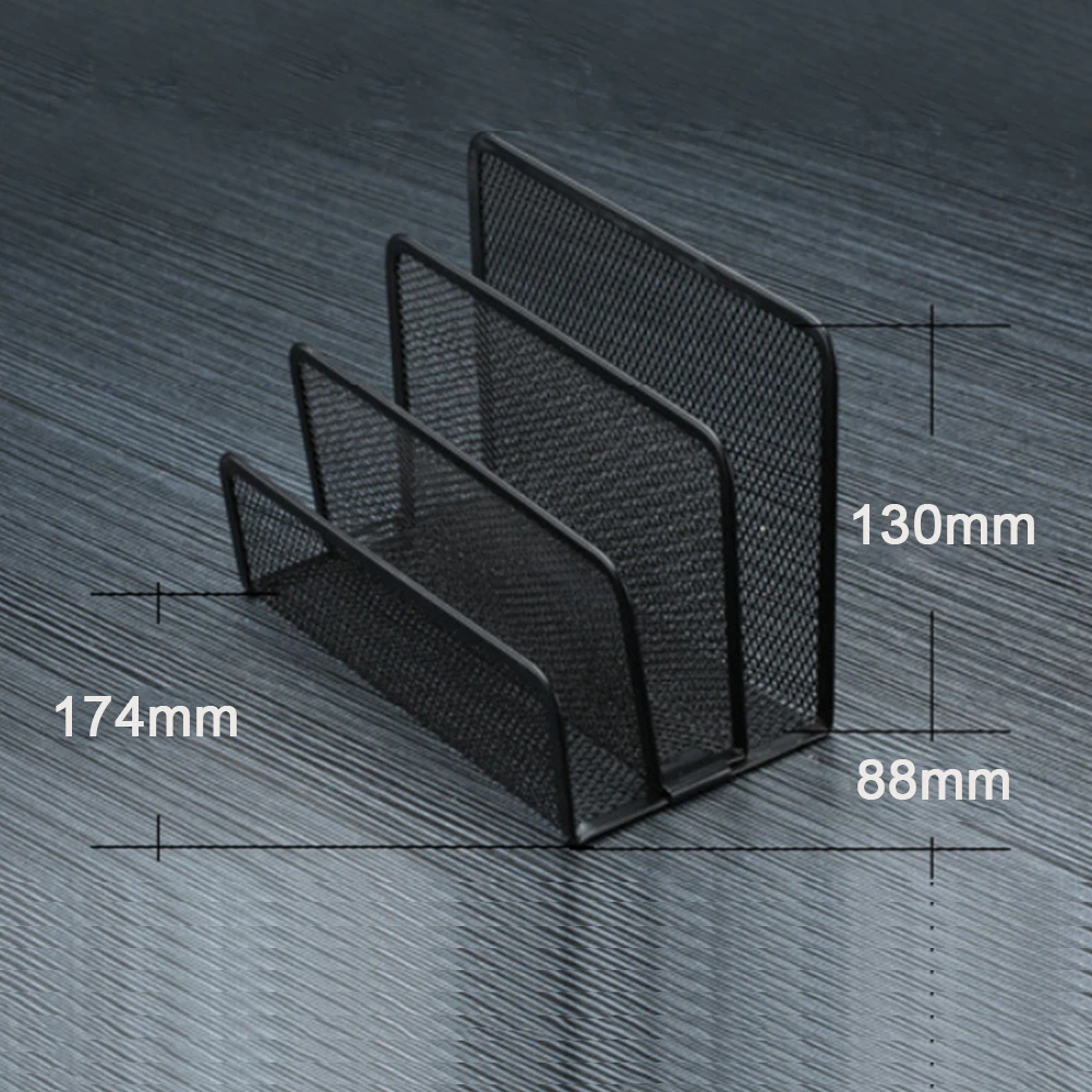 Настольный органайзер для документов, офиса, легкий держатель для файлов, для школы, практичный, 3 слоя, экономия пространства, легкое хранилище из металлической сетки, лоток, черный