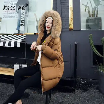 

Loose Casual Hooded Outdoor Jacket Women Camping Hiking Down Coat Mid-Long Style Winter Thermal Warm Coat Windproof