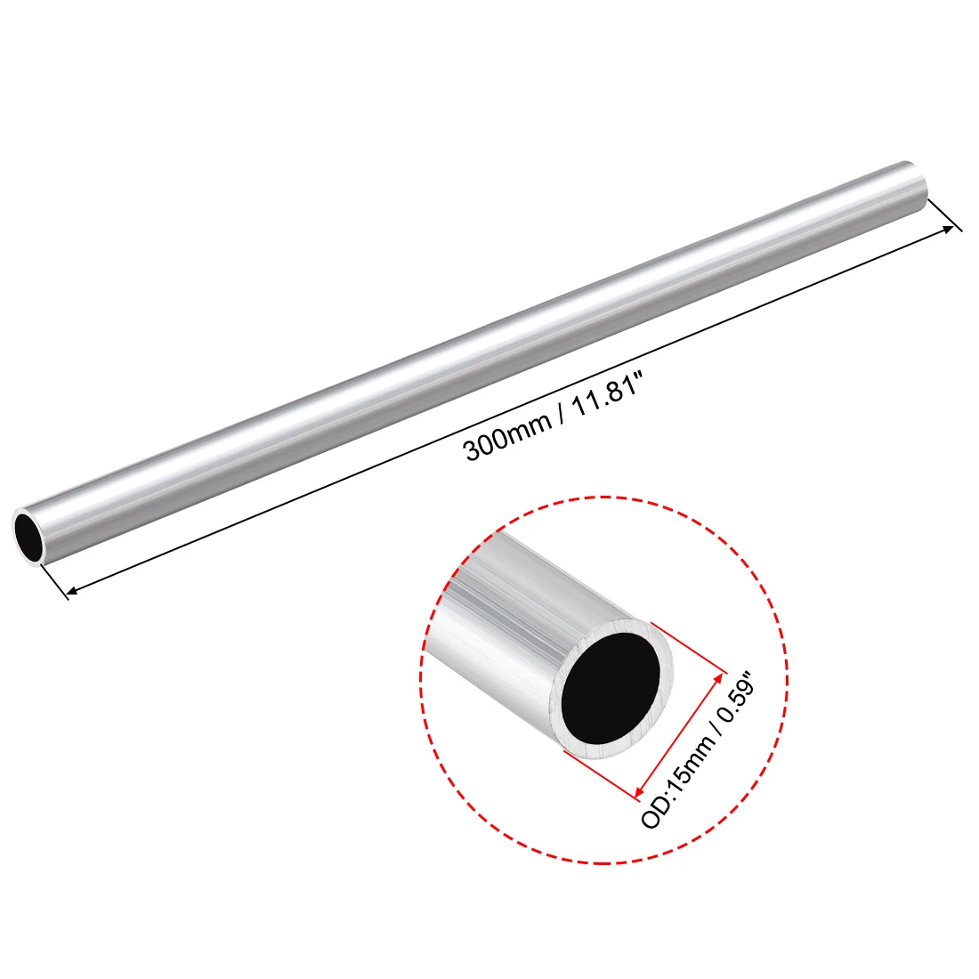 Length 300Mm Inner Diameter Seamless Aluminum Straight Tube 2Pcs,OD 20 mm ID 12mm OLJF Aluminum Tube 