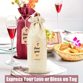 

12Pcs Red Wine Bottle Covers Bag Linen Champagne Bottle Cover Christmas Wedding Party Decor Home Pouch Burlap Packaging Bag