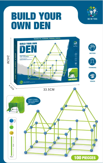 Kids Construction Fort Blocks Building Castles Tunnels Tents Kit DIY 3D Play House Building Toys For Boys Girls Christmas Gift 5