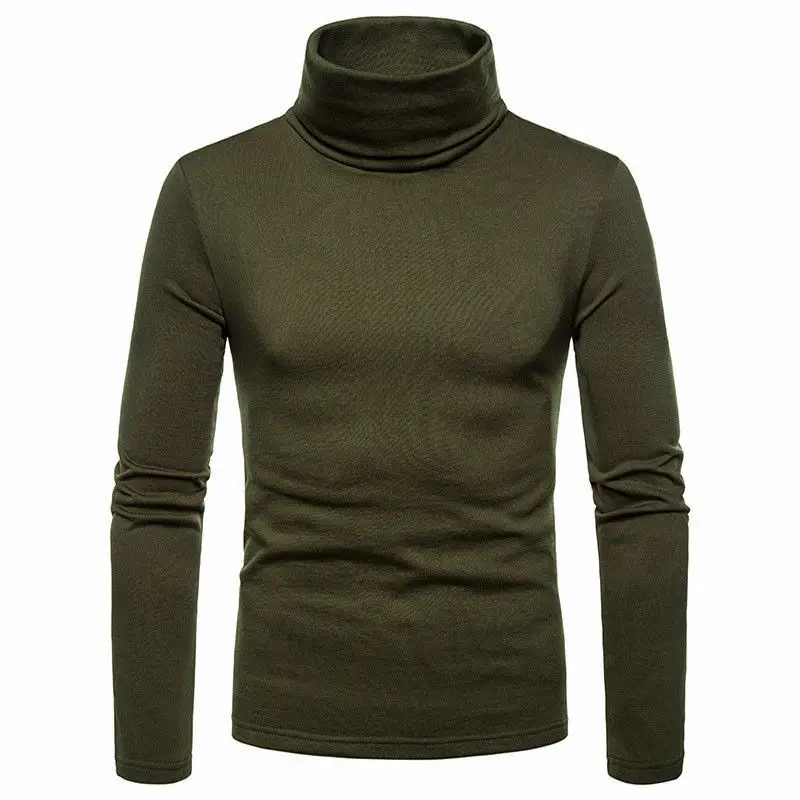Fashion Men's Casual Slim Fit Basic Turtleneck Knitted Sweater High Collar Pullover Male Double Collar Autumn  Winter Tops mens roll neck jumper Sweaters